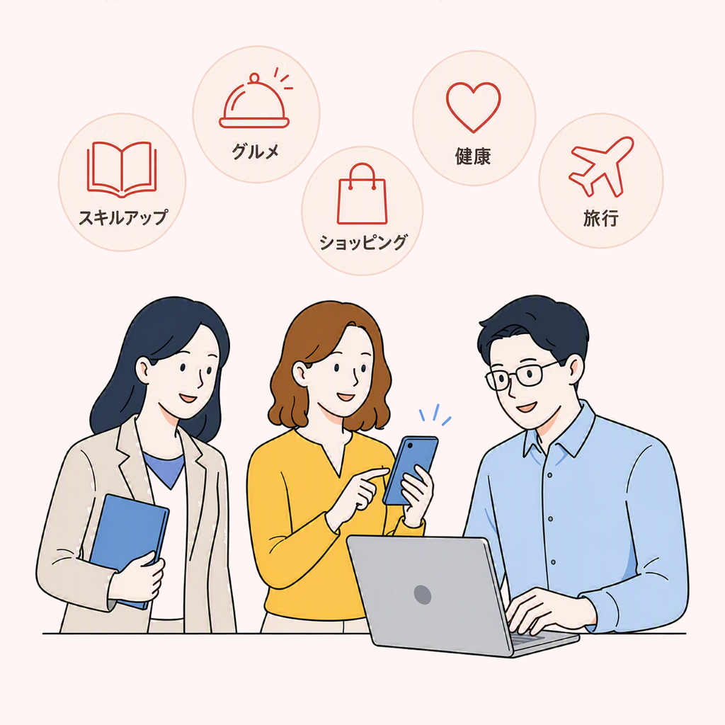 ベネフィット・ステーションを活用する社員のイラスト